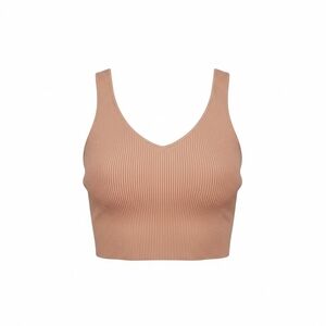 Abound Ribbed V-Neck Cropped Tank - Peach